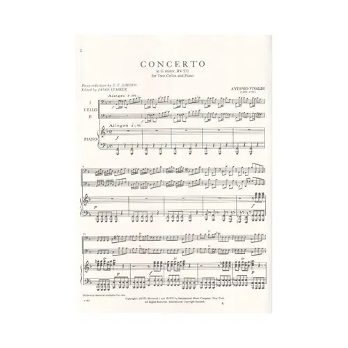 Concerto In G Minor - Rv 531 For Two Cellos And Piano