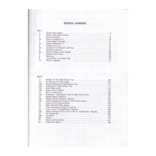 Grease - A new 50's rock'n roll musical - vocal score