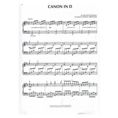 Canon In D - Piano Solo