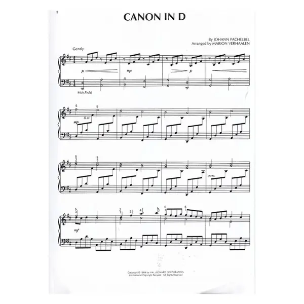 Canon In D - Piano Solo