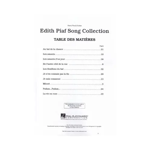 Edit Piaf Song Collection