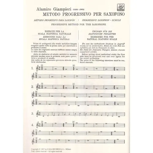 Método Progressivo Per Saxofono