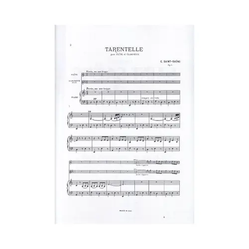Tarantella For Flute, Clarinet And Piano - Op. 6
