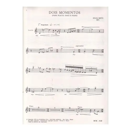 Dois Momentos para Flauta Doce E Piano