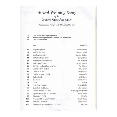Award-Winning Songs Of The Country Music Association - Exemplar Antigo