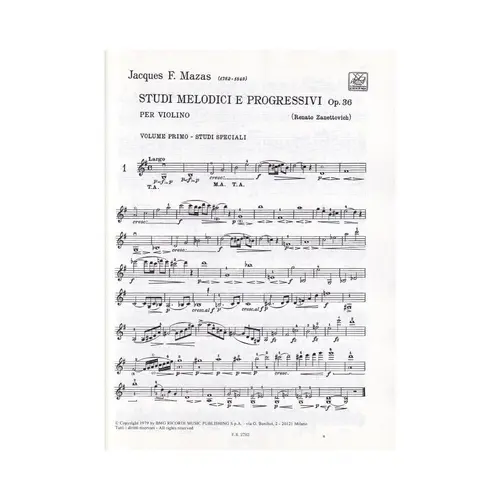 Studi melodicie e progressive Op.36 per violin vol.1 - studi speciali
