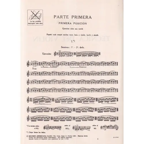Tecnica Del Violin - Op.1 N.1 - Exemplar Antigo