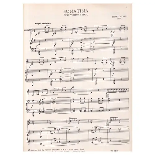 Sonatina (1955) Para Violino E Piano