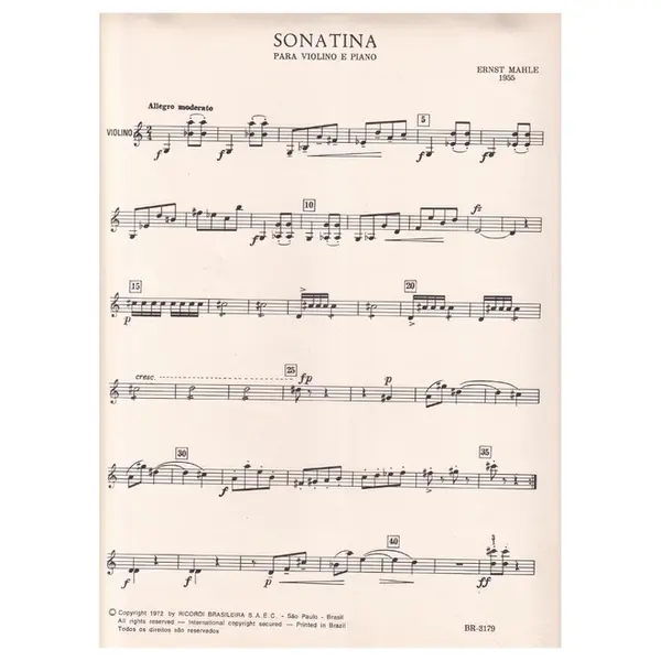Sonatina (1955) Para Violino E Piano - Sonatina (1955) Para