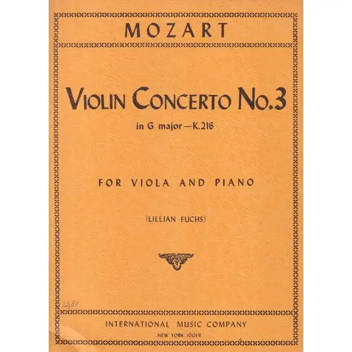 Violin Concerto N.3 In G Major - Kv 216  (Viola)