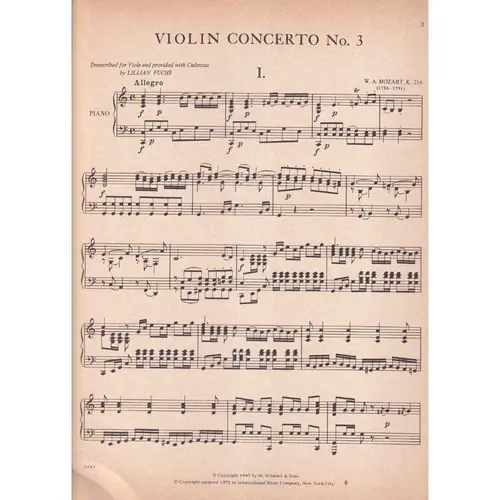 Violin Concerto N.3 In G Major - Kv 216  (Viola)