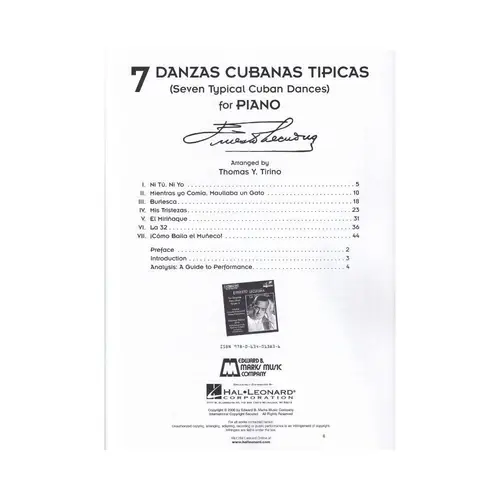 7 Danzas Cubanas Tipicas For Piano