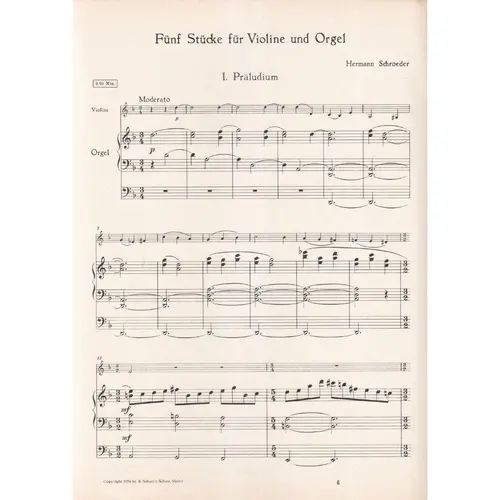 Funf Stucke Fur Violine Und Orgel