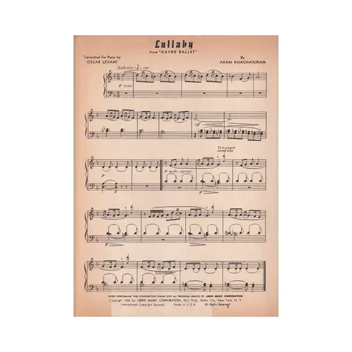 Lullaby From Gayne Ballet  (Rev. O. Levant)