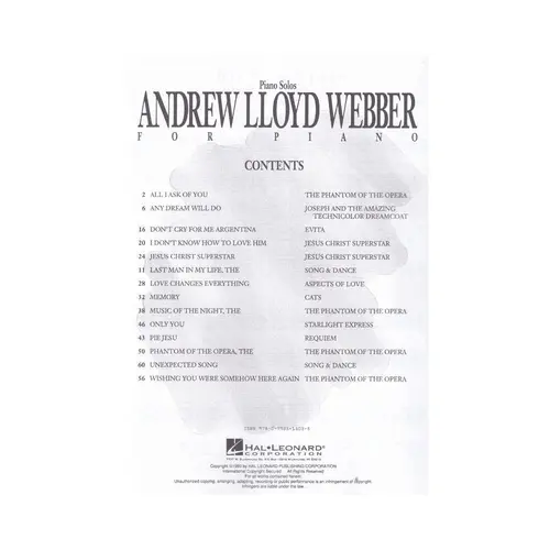 Andrew Lloyd Webber - Piano Solos