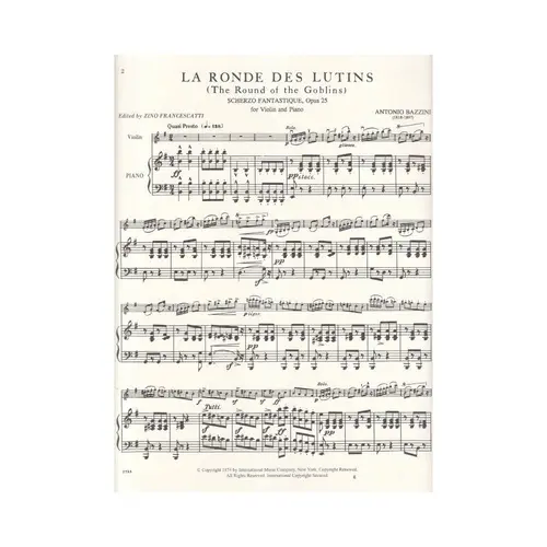 Las Ronde Des Lutins For Violin - Op.25