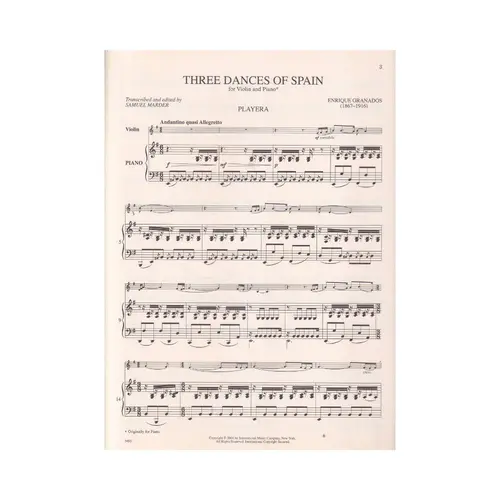Tree Dances Of Spain For Violin