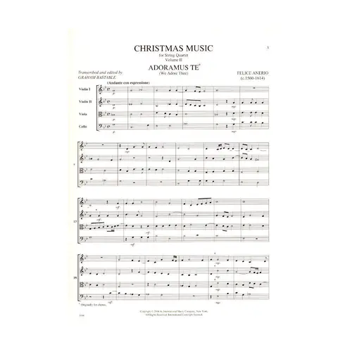 Christmas Music - Vol.2 For Two Violins, Viola And Cello  (Partitura E Partes)
