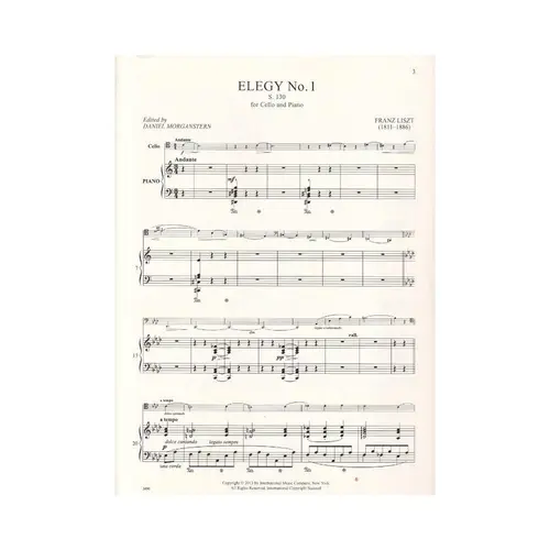 Two Elegies: N. 1 (S. 130)  And N. 2  (S. 131)  For Cello And Piano