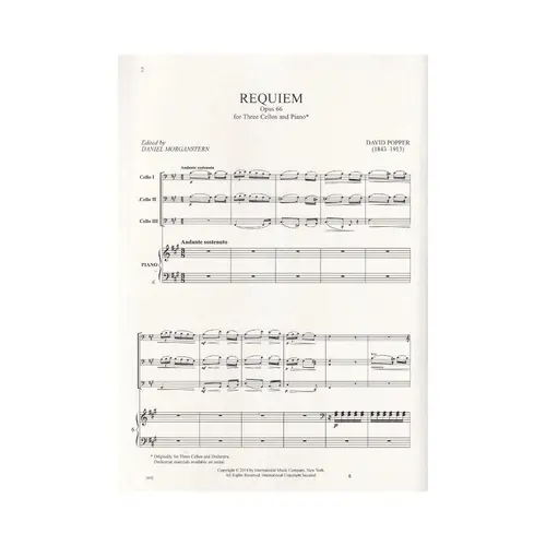 Requiem - Op. 66 For Three Cellos And Piano