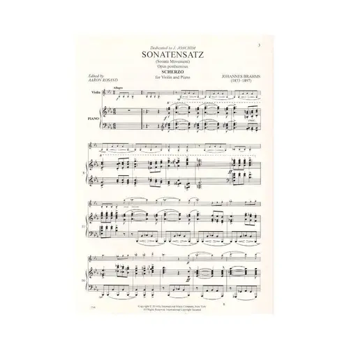 Sonatensatz - Opus Posthumous - Scherzo For Violin And Piano