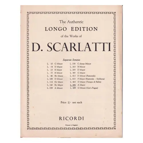 Sonata -  L.494 A Major  (Edição Antiga)
