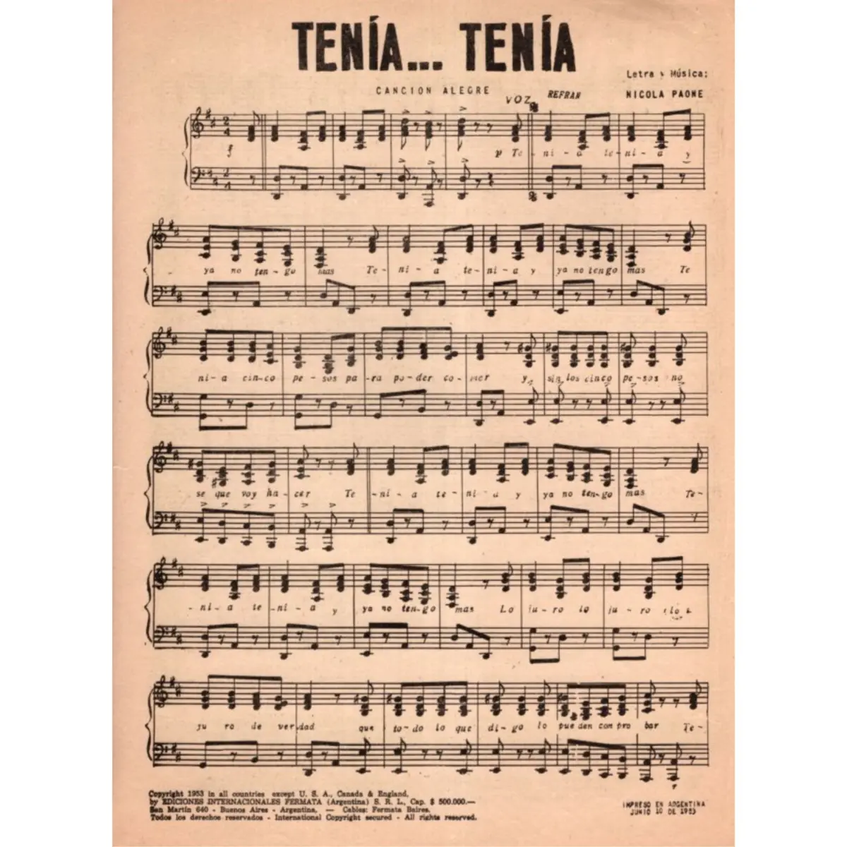 Tenia...  Tenia...  (Edição Antiga)