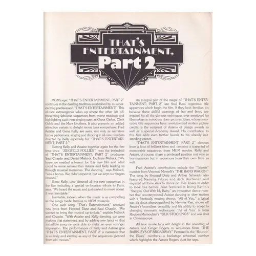 Vocal selections from " That's Entertainment " part 2