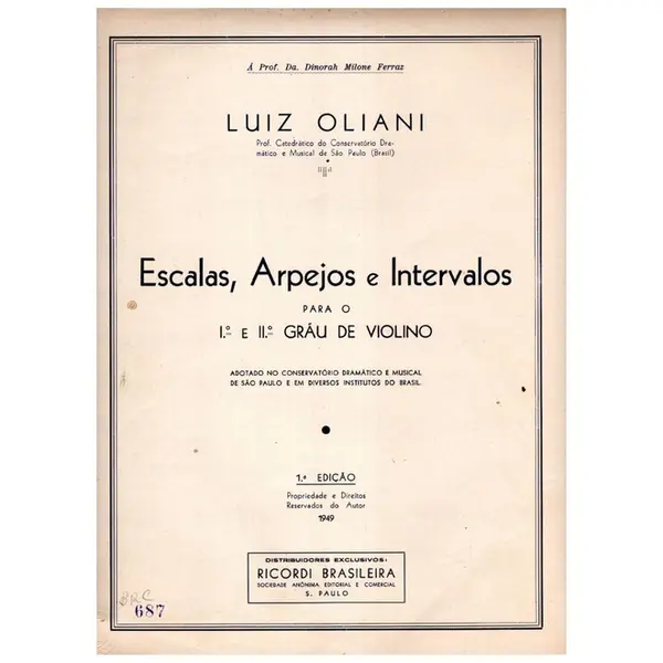 Escalas, arpejos e intervalos para o 1º e 2º grau de violino