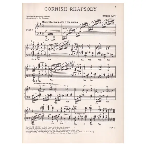 Cornish Rhapsody para piano solo