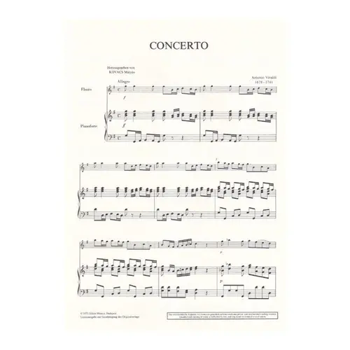 Concerto Fur Flote G Dur - Rv 436