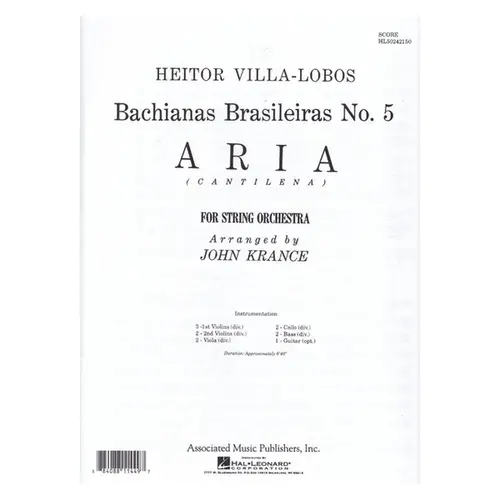 Bachianas Brasileiras N.5 - Aria for string orchestra - full Score