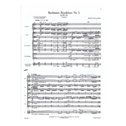 Bachianas Brasileiras N.5 - Aria for string orchestra - full Score