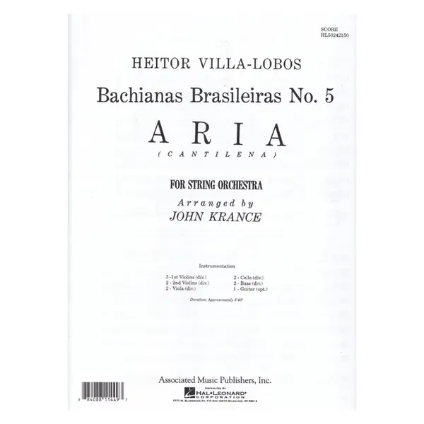 Bachianas Brasileiras N.5 - Aria for string orchestra - full Score