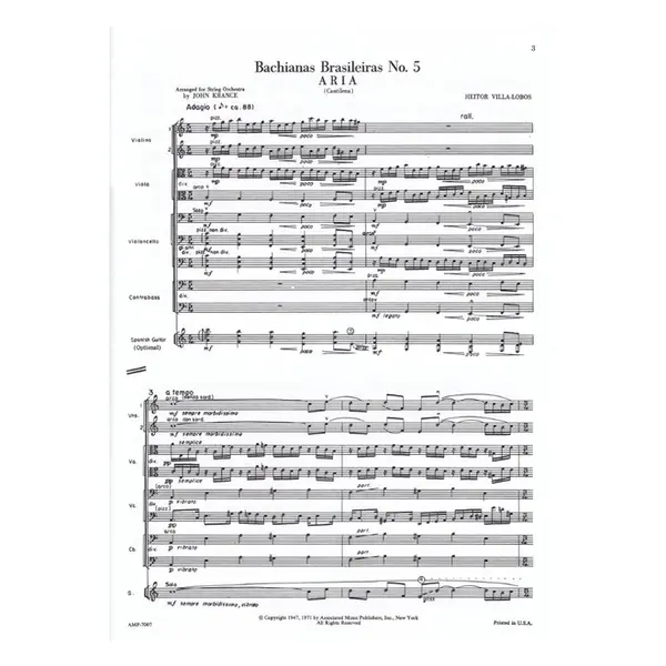 Bachianas Brasileiras N.5 - Aria for string orchestra - full Score