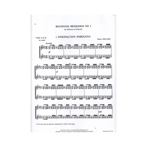 Bachianas Brasileiras N.1 For Orchestra Of Violoncelli -  Cello Parts