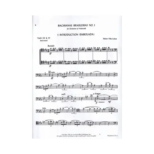 Bachianas Brasileiras N.1 For Orchestra Of Violoncelli -  Cello Parts