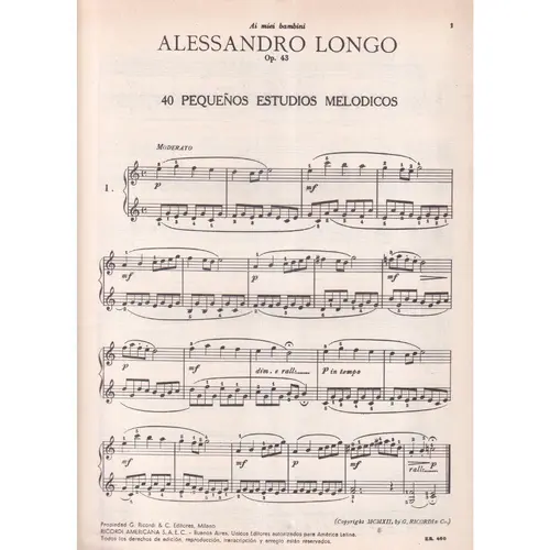 Cuarenta Pequenos Estudos Mel.- Op.43  (Edição Antiga)
