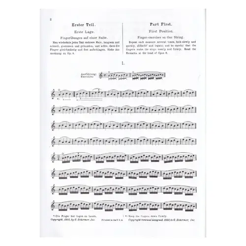 School Of Violin Technics - Op.1 Vol.1