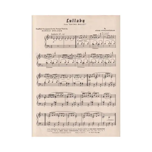 Lullaby From Gayne Ballet (Rev. H.Sheldon) (Ed. An
