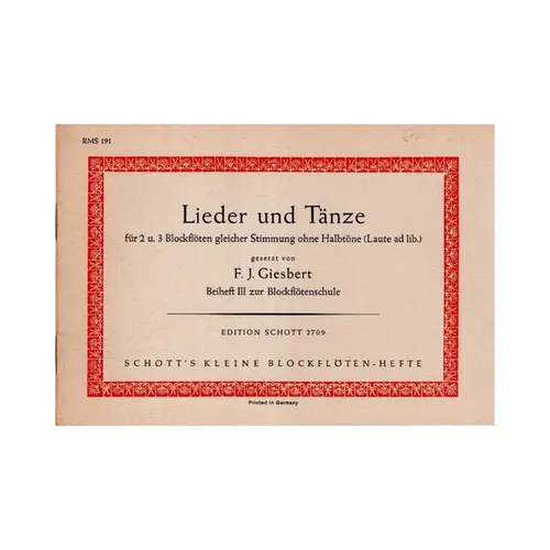 Lieder Und Tanze fur 2 und 3 blockfloten