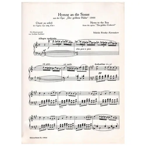 Hymne An Die Sonne aus der oper Der goldene Hahn