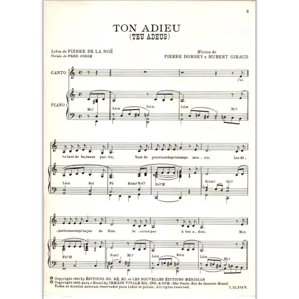 Ton Adieu  (Edição Antiga)