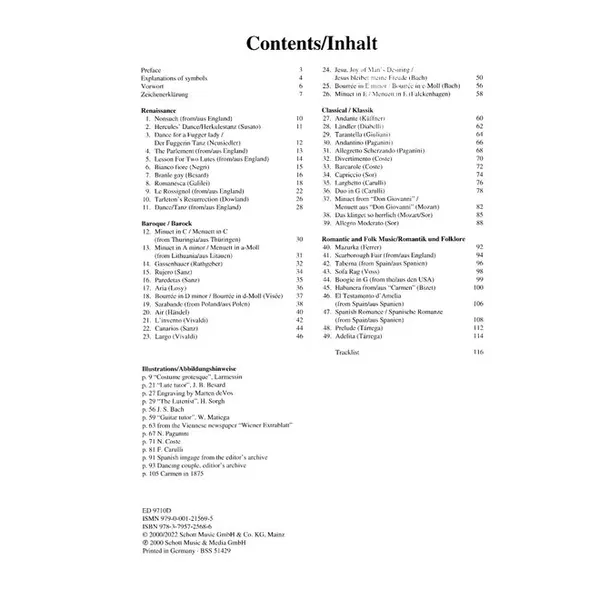 Classical Guitar Pieces - 50 easy-to-play pieces in standard musical notation and tablature