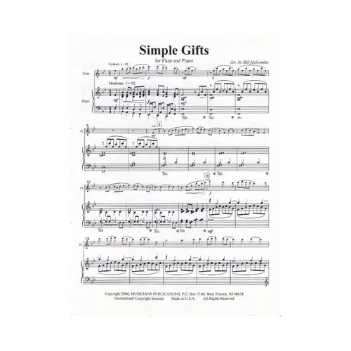 Simple Gifts For Flute E Piano