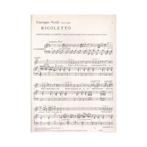 Rigoletto - Tutte Le Feste Al Tempio - Exemplar Antigo