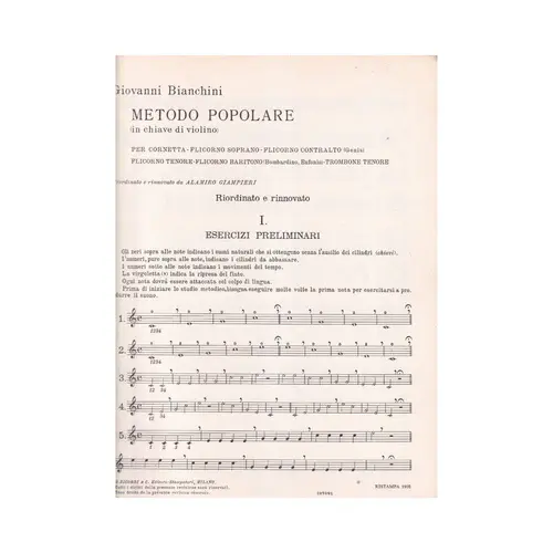Metodo Popolare Per Corneta  (Chave De Violino)