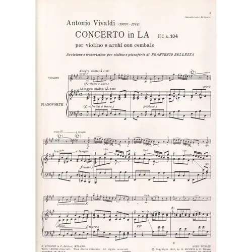 Concerto In La (F.I N.104)