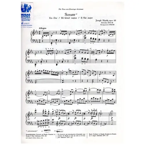 Sonate Es Dur - Hob XVI:49