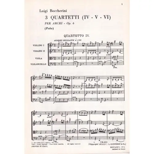 3 Quartetti (4-5-6) - Op.6  (partitura de bolso)